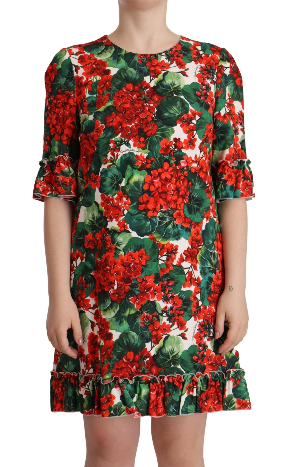 Multicolor Red Floral Shift Gown Dress by Faz