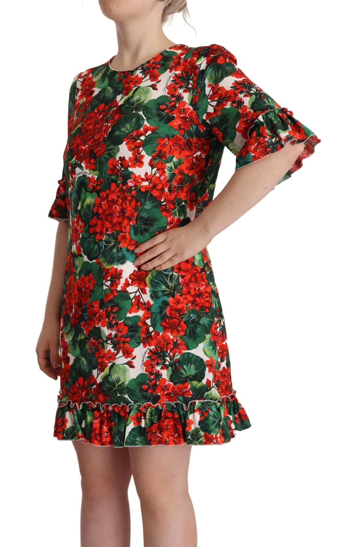 Multicolor Red Floral Shift Gown Dress by Faz