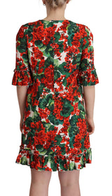 Multicolor Red Floral Shift Gown Dress by Faz