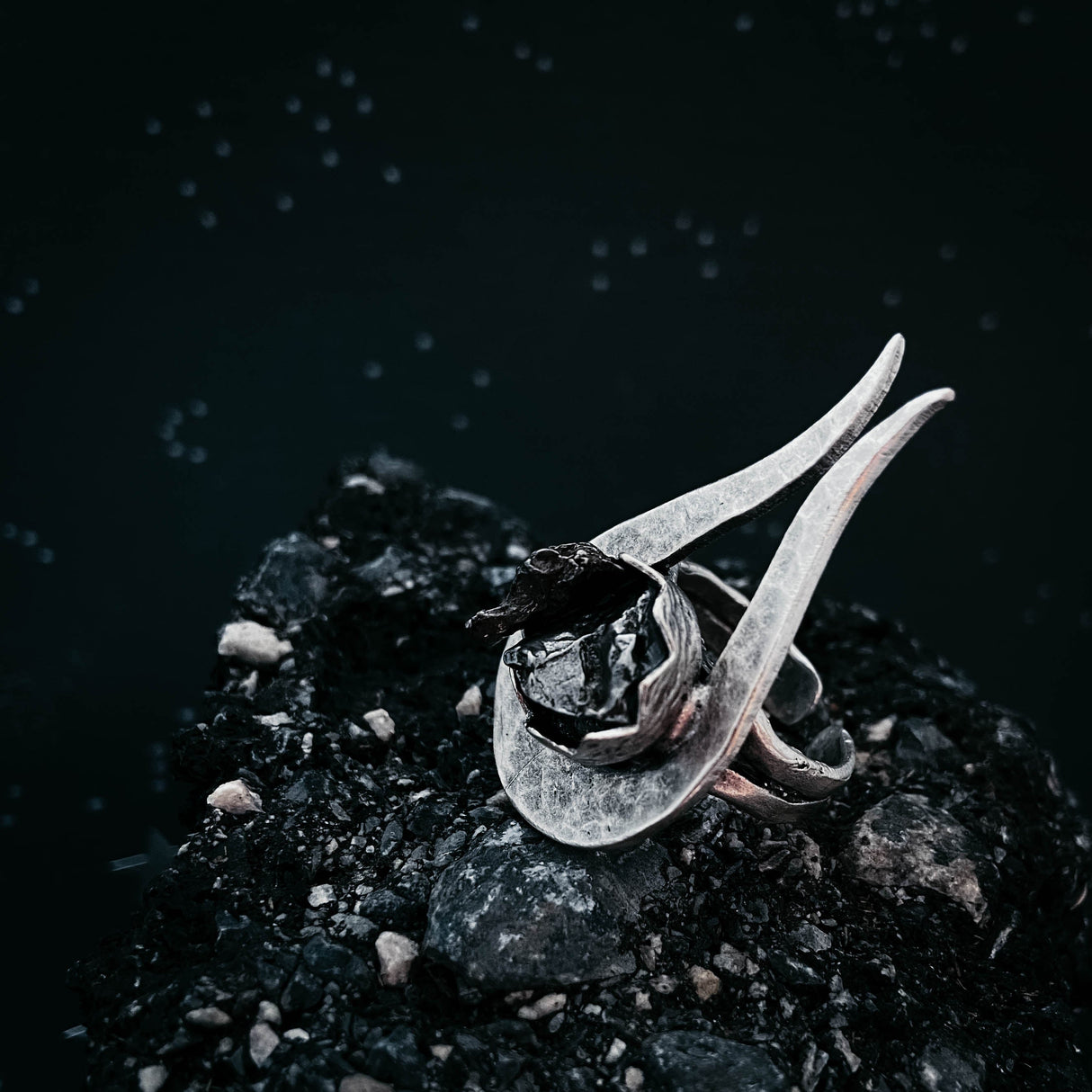 Comet Ring with Authentic Meteorite by Yugen Handmade