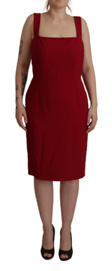 Red Sleeveless Sheath Viscose Dress by Faz