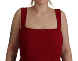 Red Sleeveless Sheath Viscose Dress by Faz