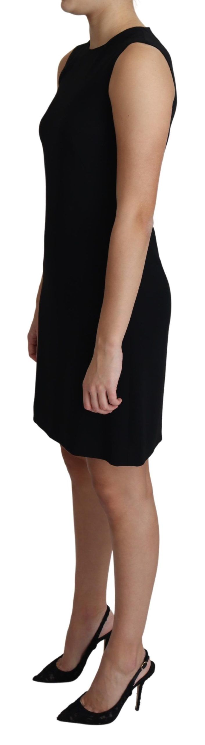 Black Viscose Stretch A-line Shift Mini Dress by Faz