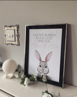 Easter Bunny Please Stop Here Name Spring Easter Seasonal Wall Home Decor Print by WinsterCreations™ Official Store