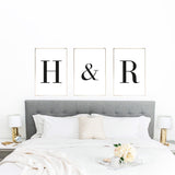 Couple Initials Black Set Of 3 Bedroom Prints by WinsterCreations™ Official Store