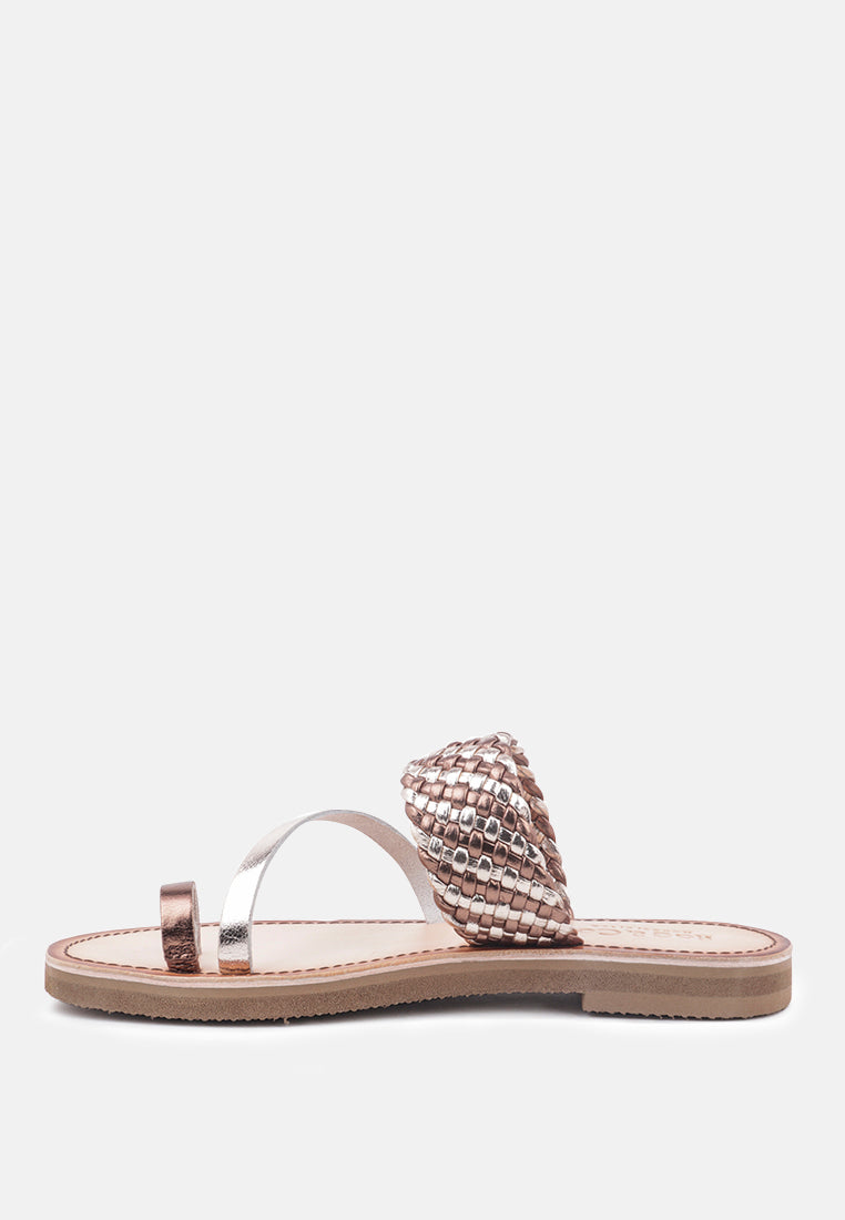 isidora braided leather flat sandal by London Rag