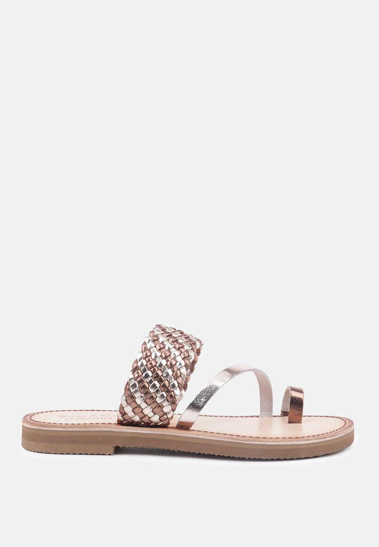 isidora braided leather flat sandal by London Rag