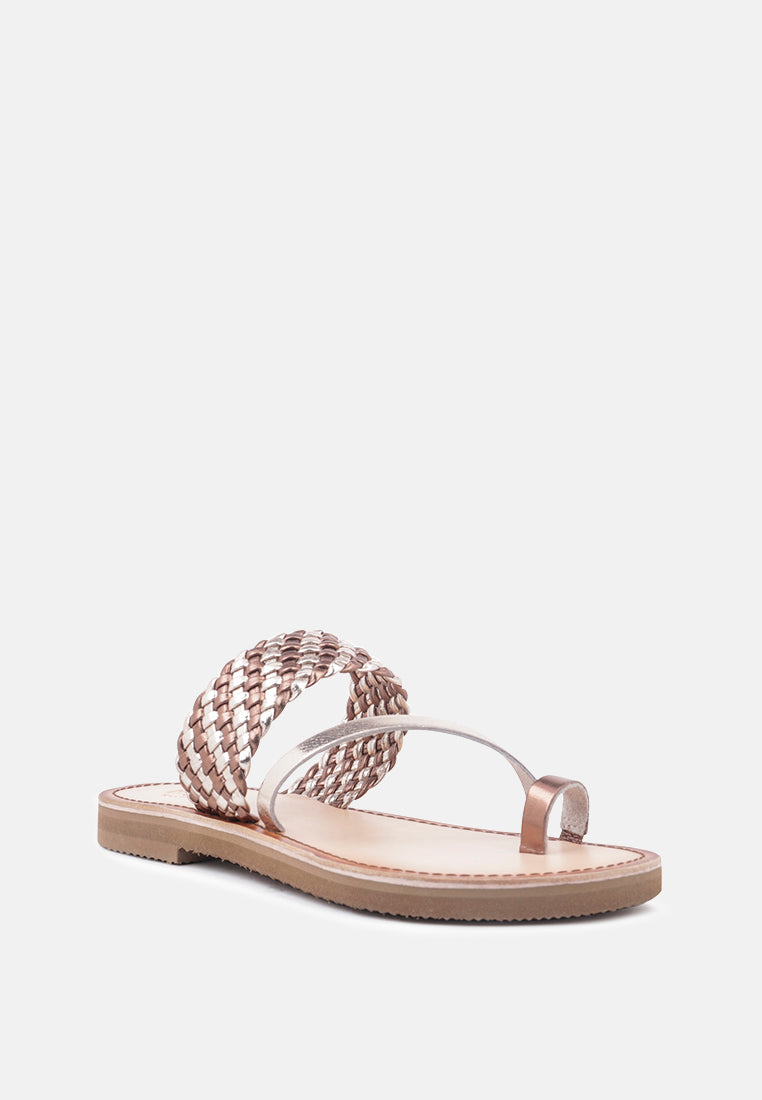 isidora braided leather flat sandal by London Rag