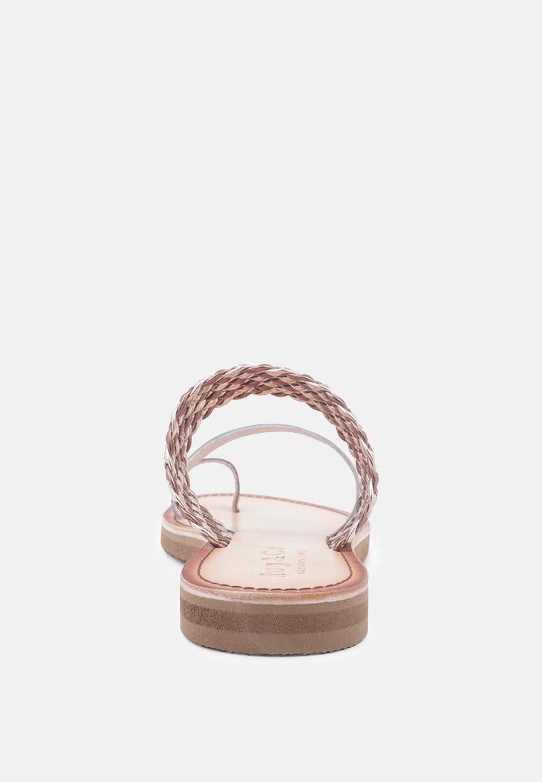 isidora braided leather flat sandal by London Rag