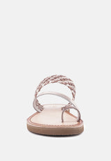 isidora braided leather flat sandal by London Rag