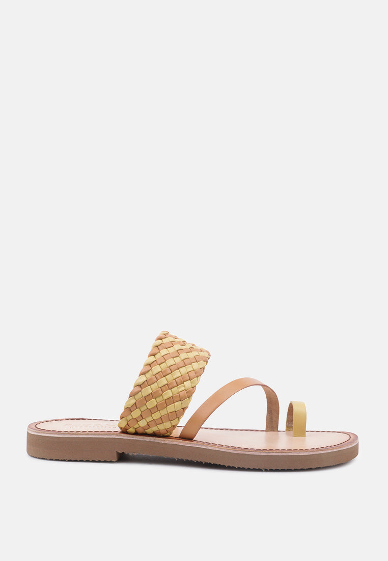 isidora braided leather flat sandal by London Rag