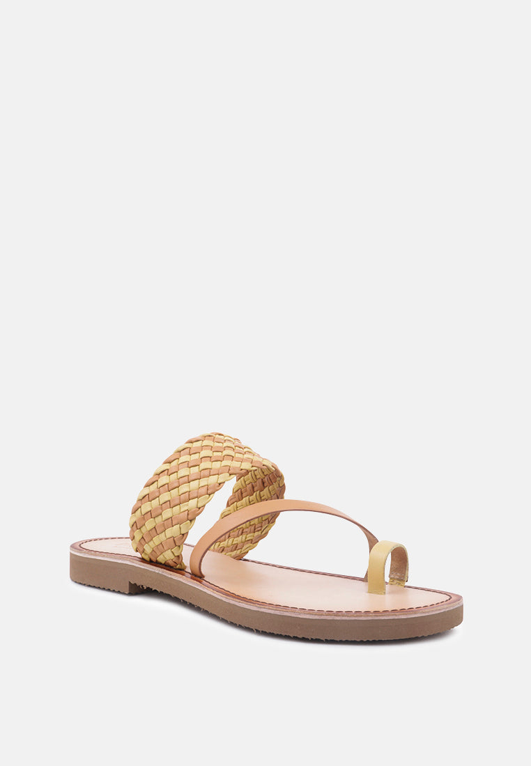 isidora braided leather flat sandal by London Rag