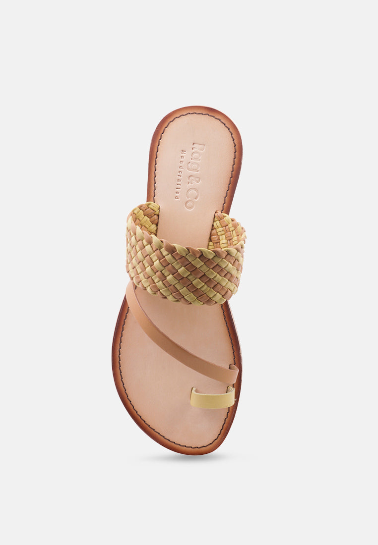 isidora braided leather flat sandal by London Rag