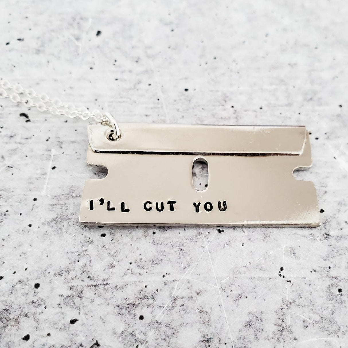 I'll Cut You Razor Blade Necklace by Salt and Sparkle