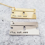 I'll Cut You Razor Blade Necklace by Salt and Sparkle