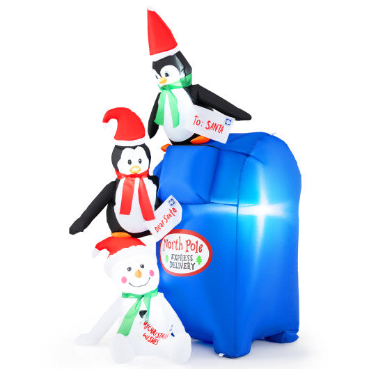 6 Feet Lighted Christmas Inflatable Penguins and Snowman with Built-in LED Lights