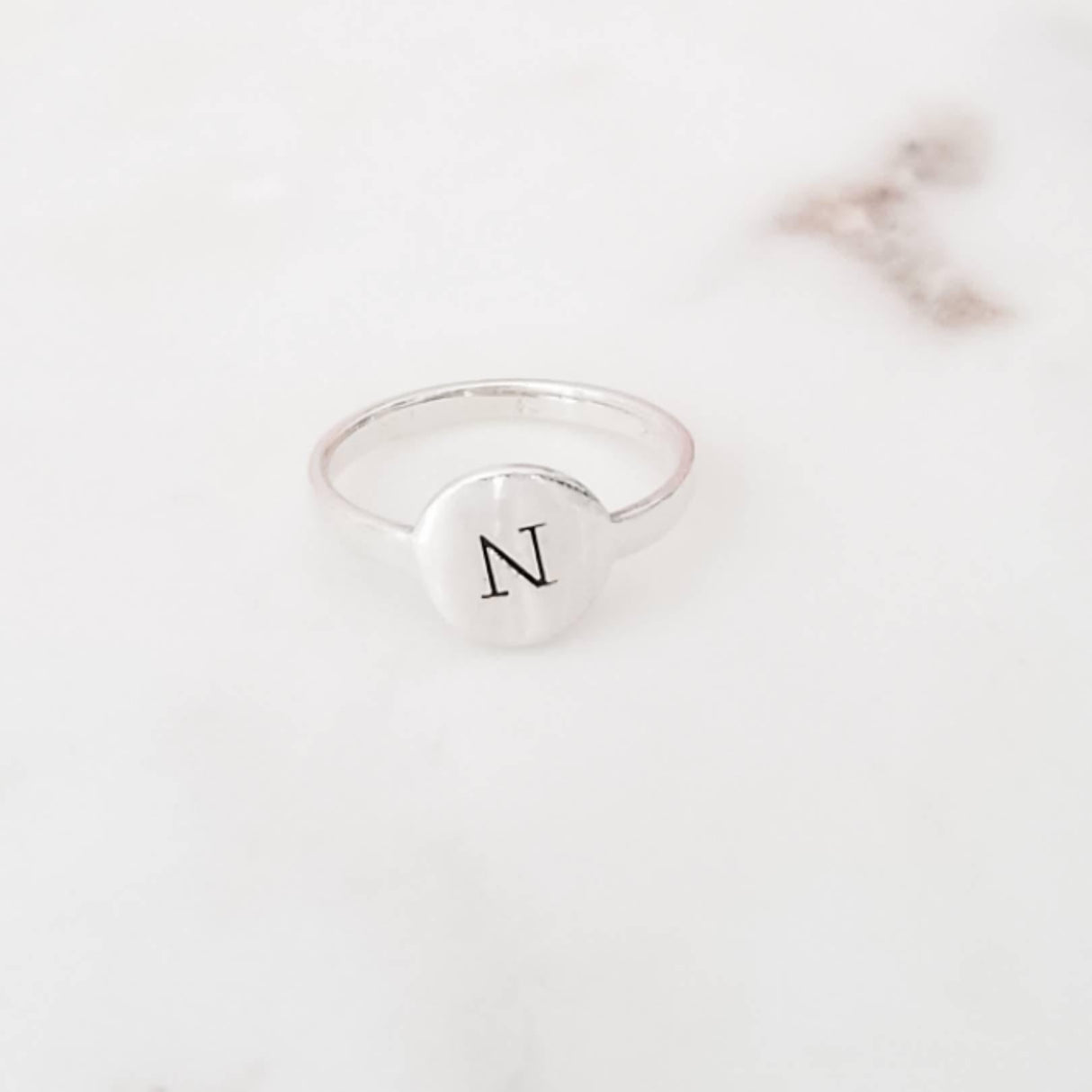 Initial Signet Sterling Silver Ring by Salt and Sparkle