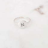 Initial Signet Sterling Silver Ring by Salt and Sparkle