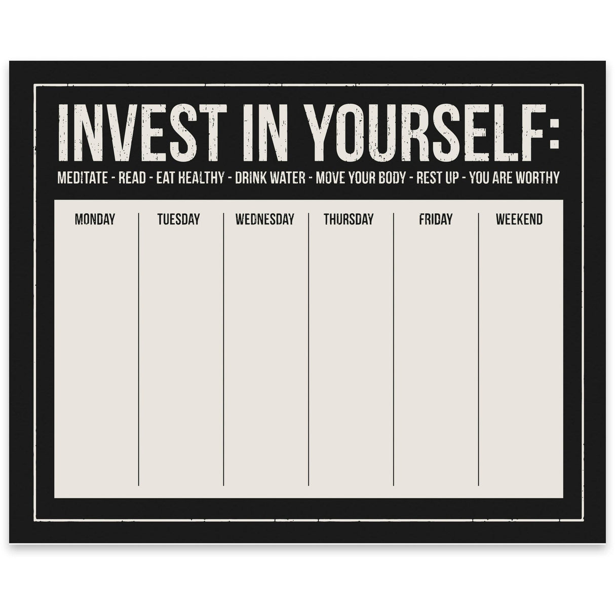 Invest In Yourself Weekly Planner Notepad by The Bullish Store