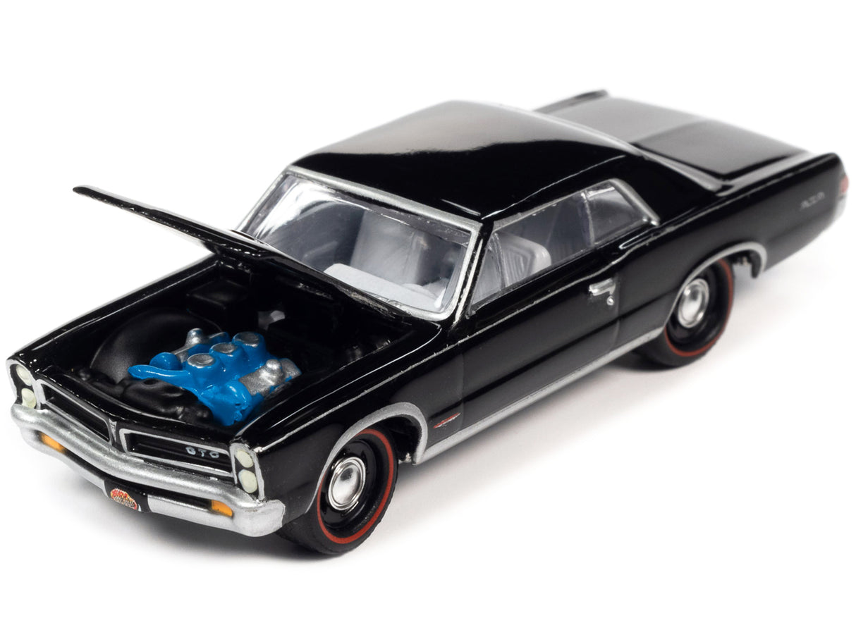 1965 Pontiac GTO Starlight Black with White Interior "MCACN (Muscle Car and Corvette Nationals)" Limited Edition to 4140 pieces Worldwide "Muscle Cars USA" Series 1/64 Diecast Model Car by Johnny Lightning