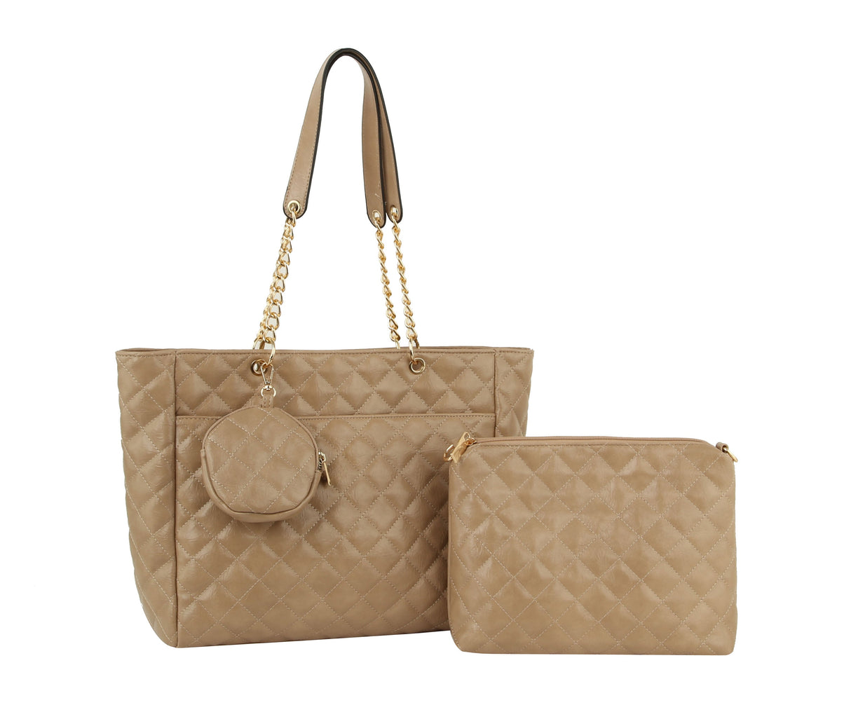 Fashion Quilted Three pieces Set Large Tote by hfstylish