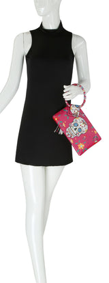 Fashion Calavera Skull Printed Wristlet Clutch by hfstylish