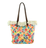 FLOWER LEAF PATTERN STRAW TOTE BAG FOR VACATION by hfstylish