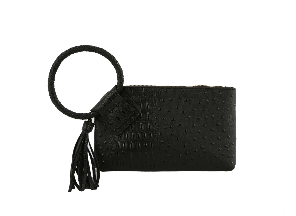 HF  Tassel Accented Embossed Wristlet Clutch  JYV-0374 by hfstylish