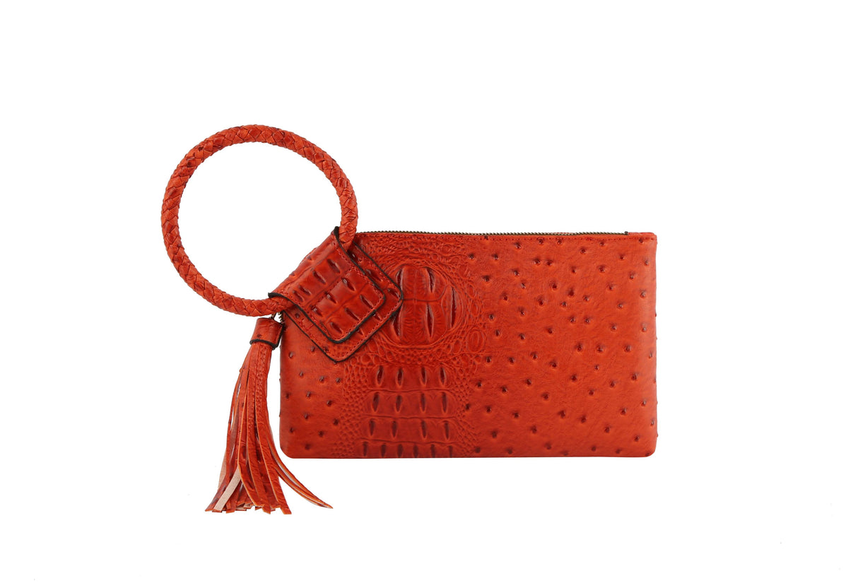 HF  Tassel Accented Embossed Wristlet Clutch  JYV-0374 by hfstylish