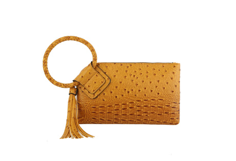 HF  Tassel Accented Embossed Wristlet Clutch  JYV-0374 by hfstylish