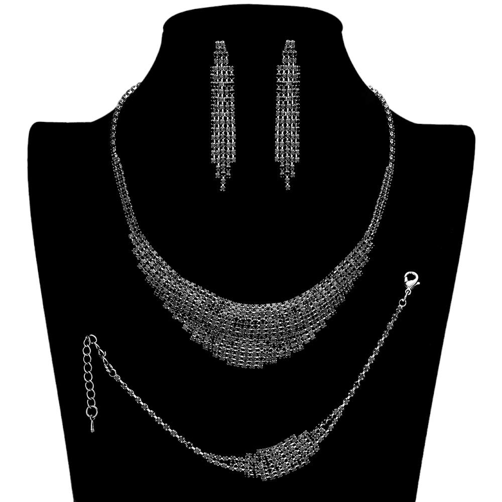 3PCS Bling Rhinestone Pave Jewelry Set by Madeline Love