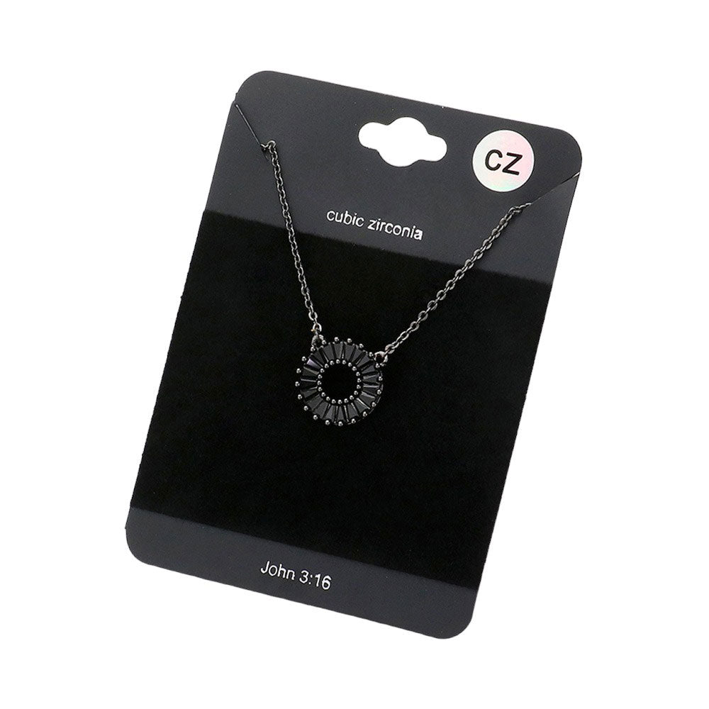 CZ Embellished Open Circle Pendant Necklace by Madeline Love