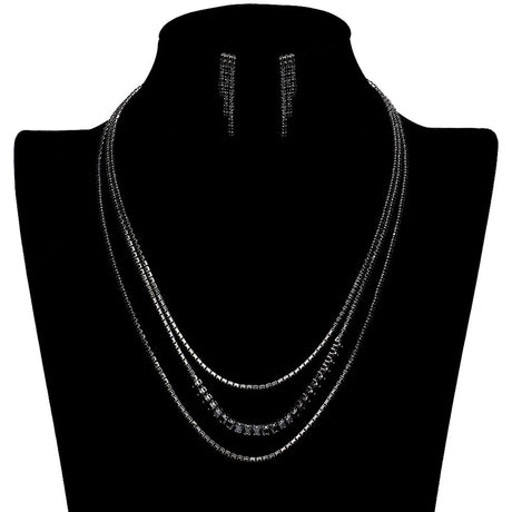 CZ Square Stone Detailed Triple Layered Jewelry Set by Madeline Love