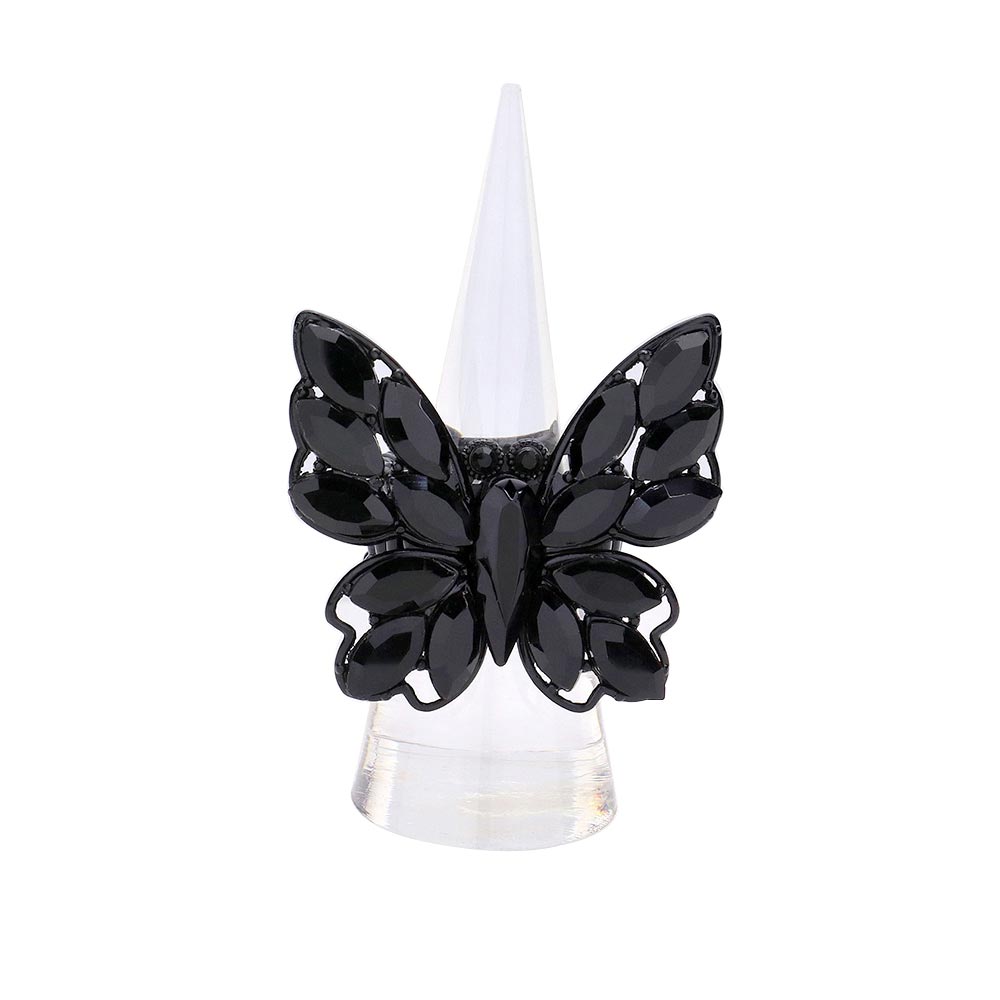 Marquise Stone Cluster Butterfly Stretch Ring by Madeline Love