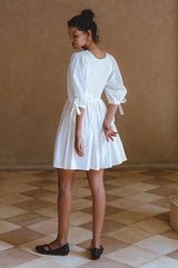 Jolie Puff Sleeve Linen Mini Dress by ELF