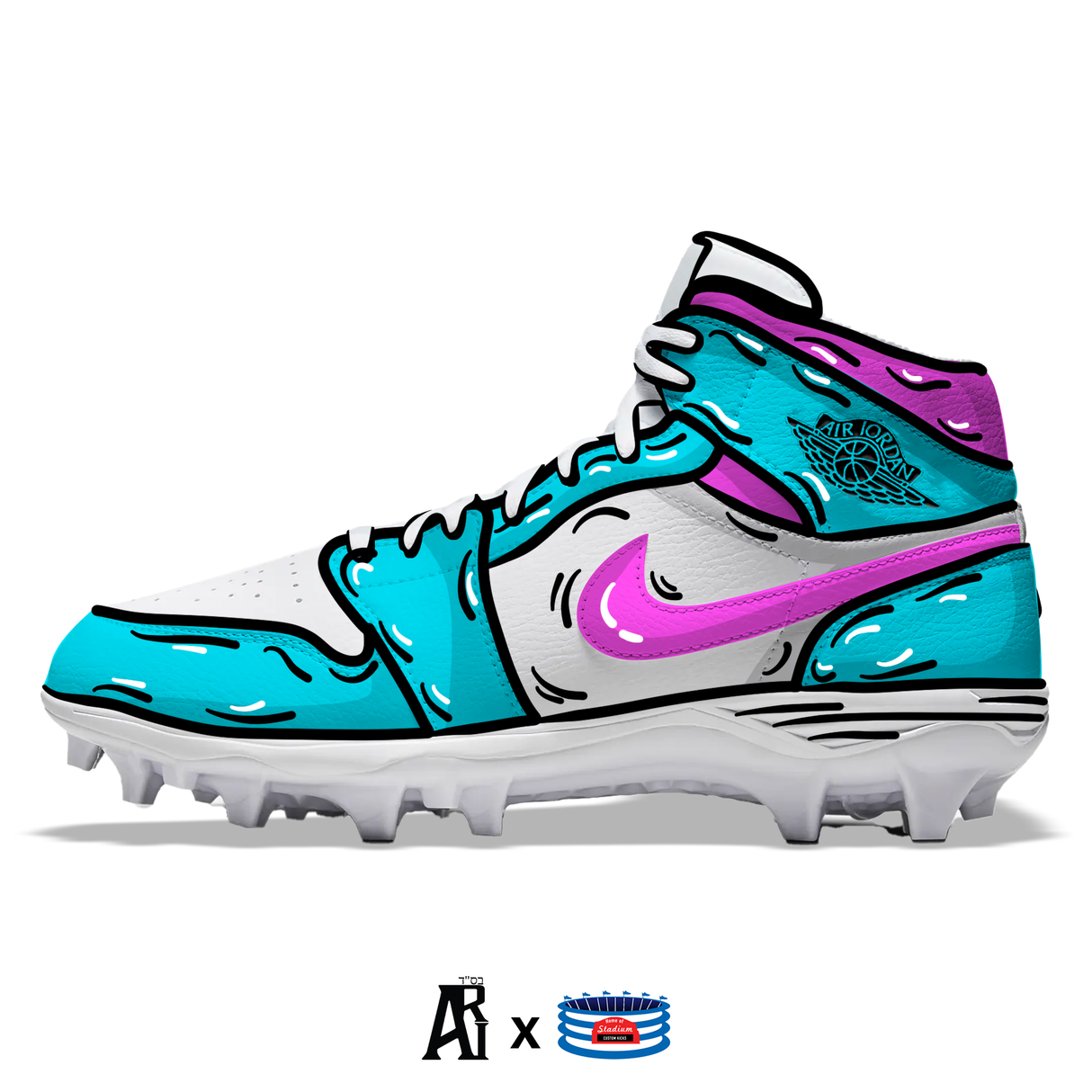 "Vice Cartoon" Jordan 1 TD Cleats by Stadium Custom Kicks