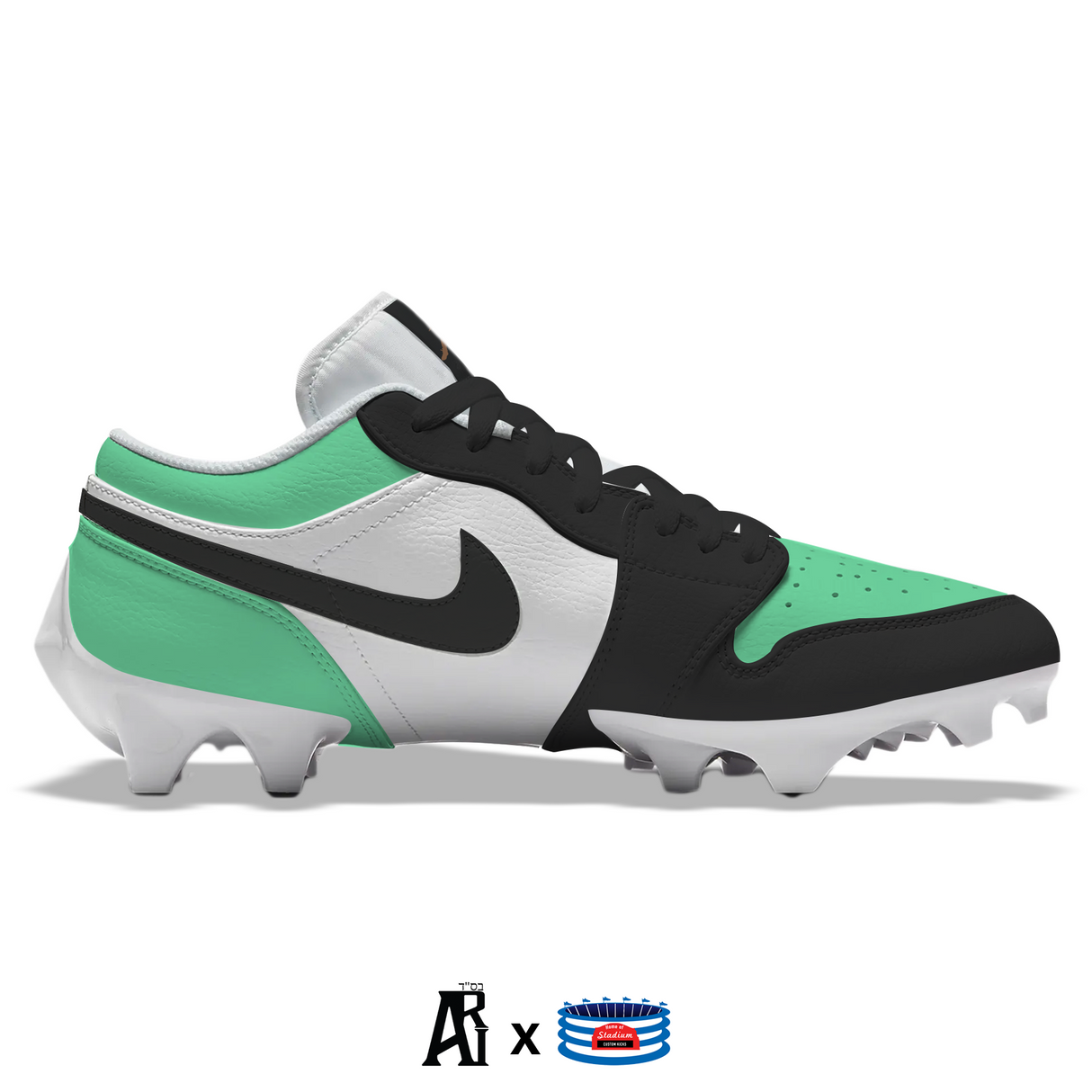 "Mint Toe” Jordan 1 Vapor Edge Low Cleats by Stadium Custom Kicks