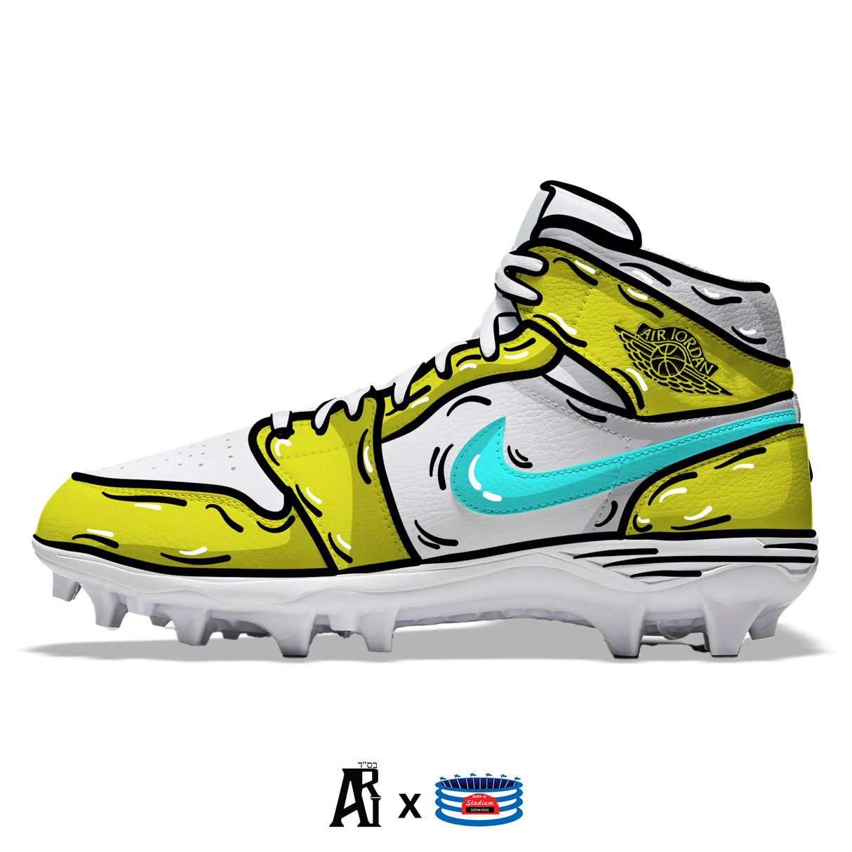 "Bahamas Cartoon" Jordan 1 TD Cleats by Stadium Custom Kicks