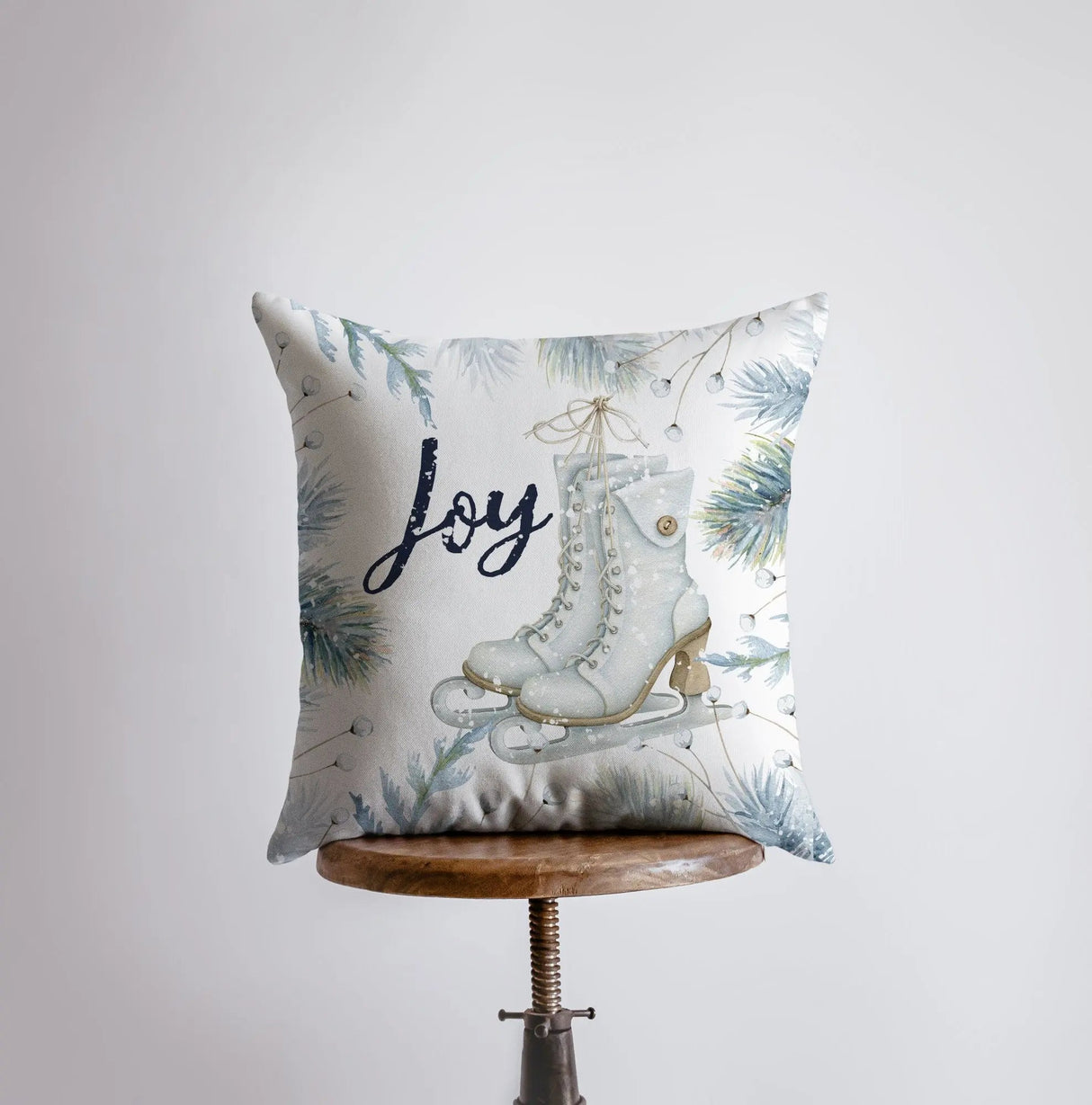 Joy Ice Skating | Throw Pillow | Joy Pillow | Home Decor | Christmas Pillow Cover | Christmas Décor | White Pillow Cover | Teacher Gift by UniikPillows