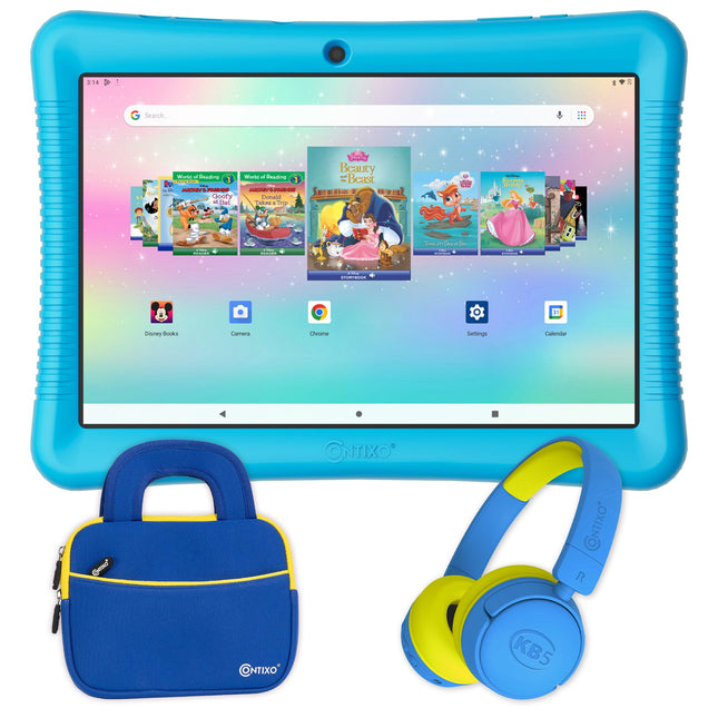 Contixo K102 10" Kids Tablet, Bluetooth Headphones, Tablet Bag, & Stylus Bundle by Contixo