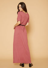 V-neck Short Sleeve Maxi Dress With Pockets by Shop at Konus