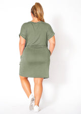 Plus Size V-Neck T-shirt Dress With Pocket by Shop at Konus