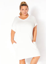 Plus Size V-Neck T-shirt Dress With Pocket by Shop at Konus