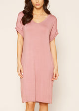 Women's Round Neck T-shirt Dress With Pocket by Shop at Konus