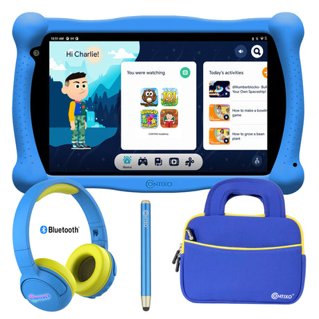 Contixo V10 7" Kids Tablet, Bluetooth Headphones, Tablet Bag, & Stylus Bundle by Contixo