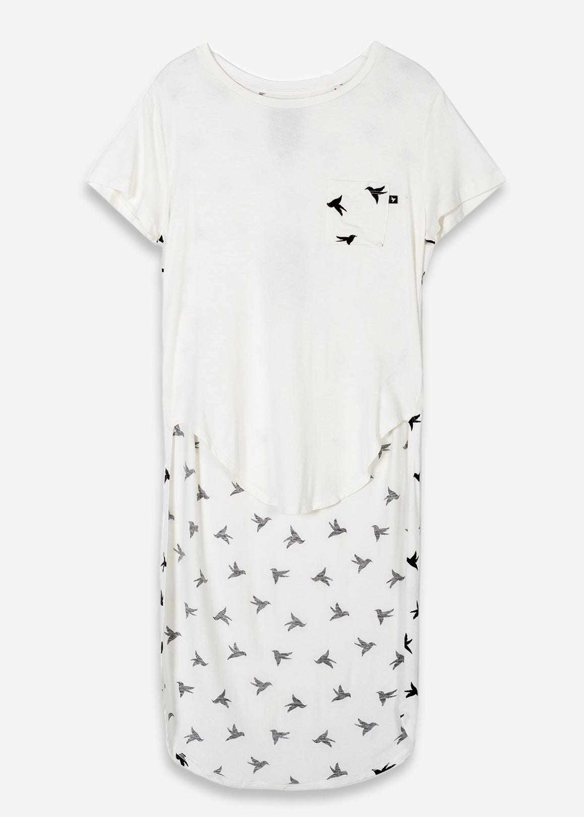 Konus Women's Printed Hi-Lo Elongated Tee In White by Shop at Konus