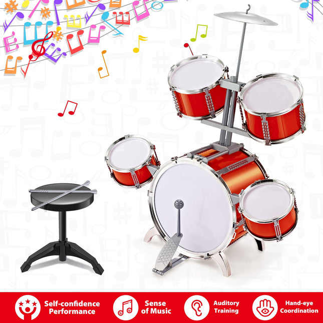Contixo Kids Drum Set - Jazz Musical Instrument Toy for Ages 3-7 by Contixo