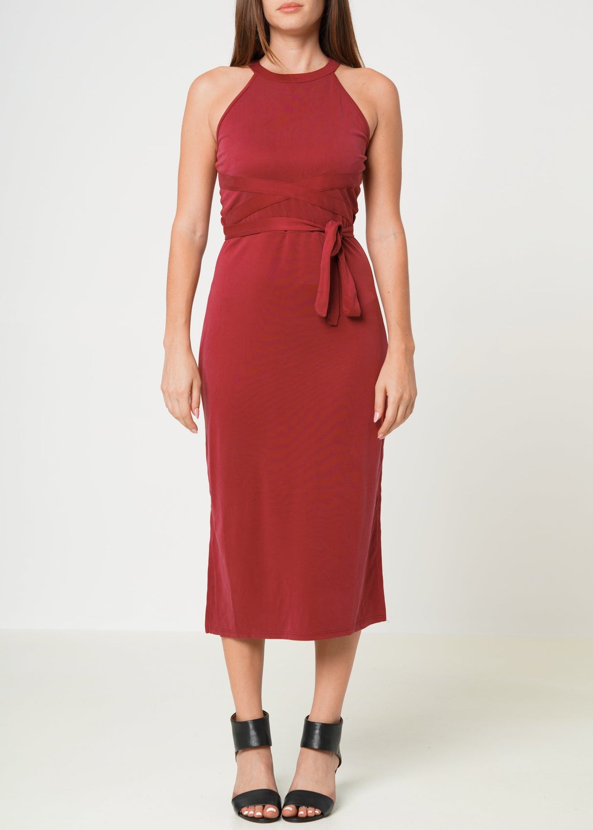 Women's Haltered Sheath Midi Dress by Shop at Konus