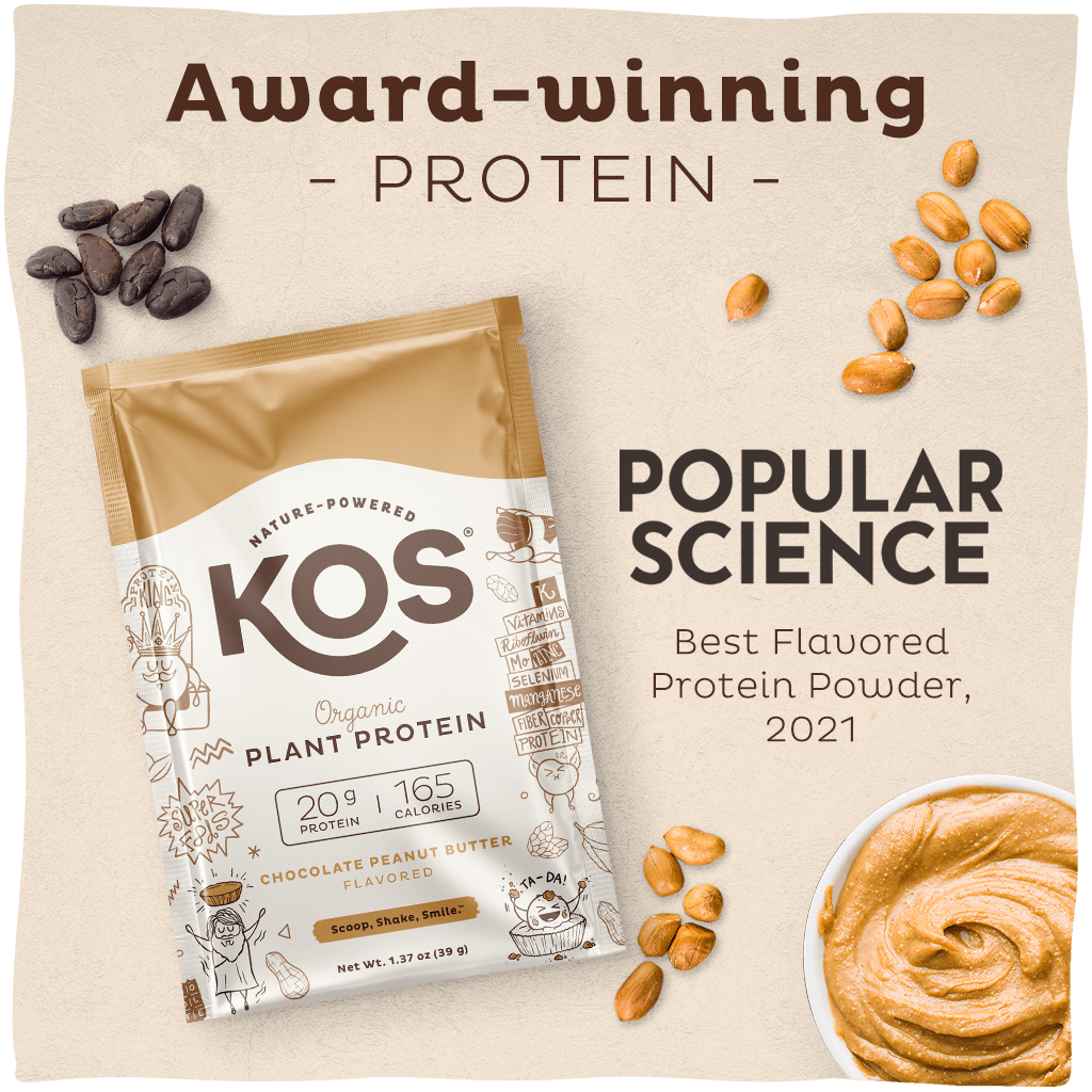 KOS Organic Plant Protein, Chocolate Peanut Butter, Single Serving by KOS.com