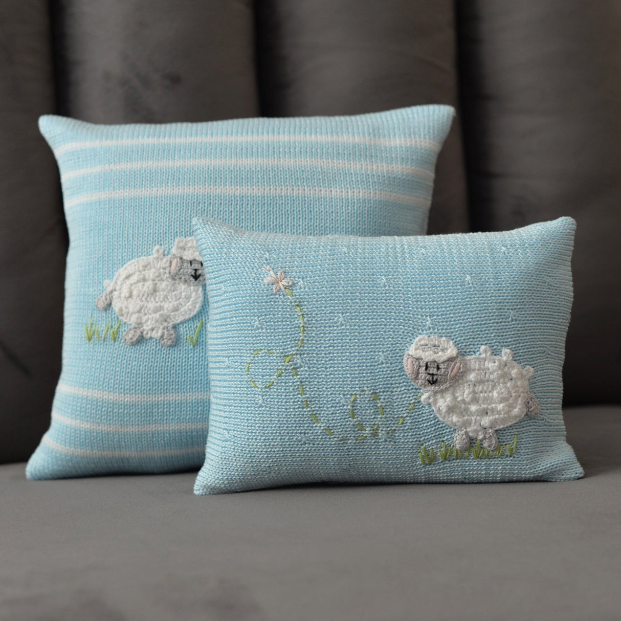 Lamb Mini Pillow, Blue by Melange Collection